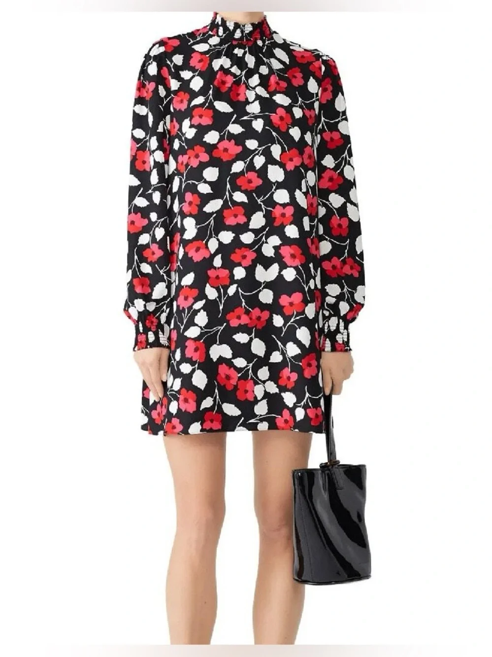 Kate spade Fleur Crepe Long Sleeve Floral Shift Dress